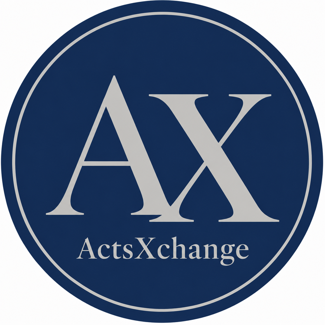 ActsXchange navy and silver monogram